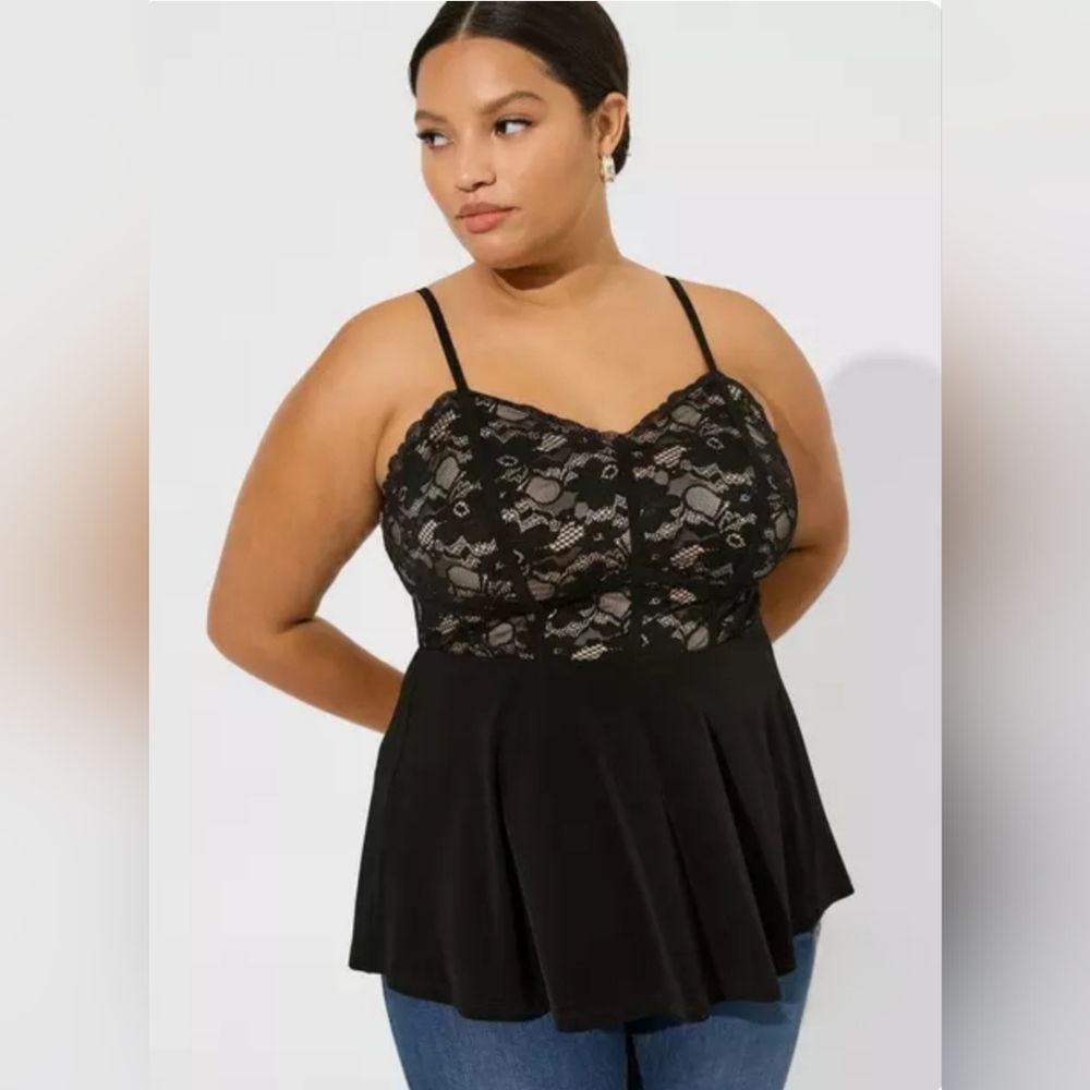 Studio Knit Lace Sweetheart Bustier Babydoll Cami